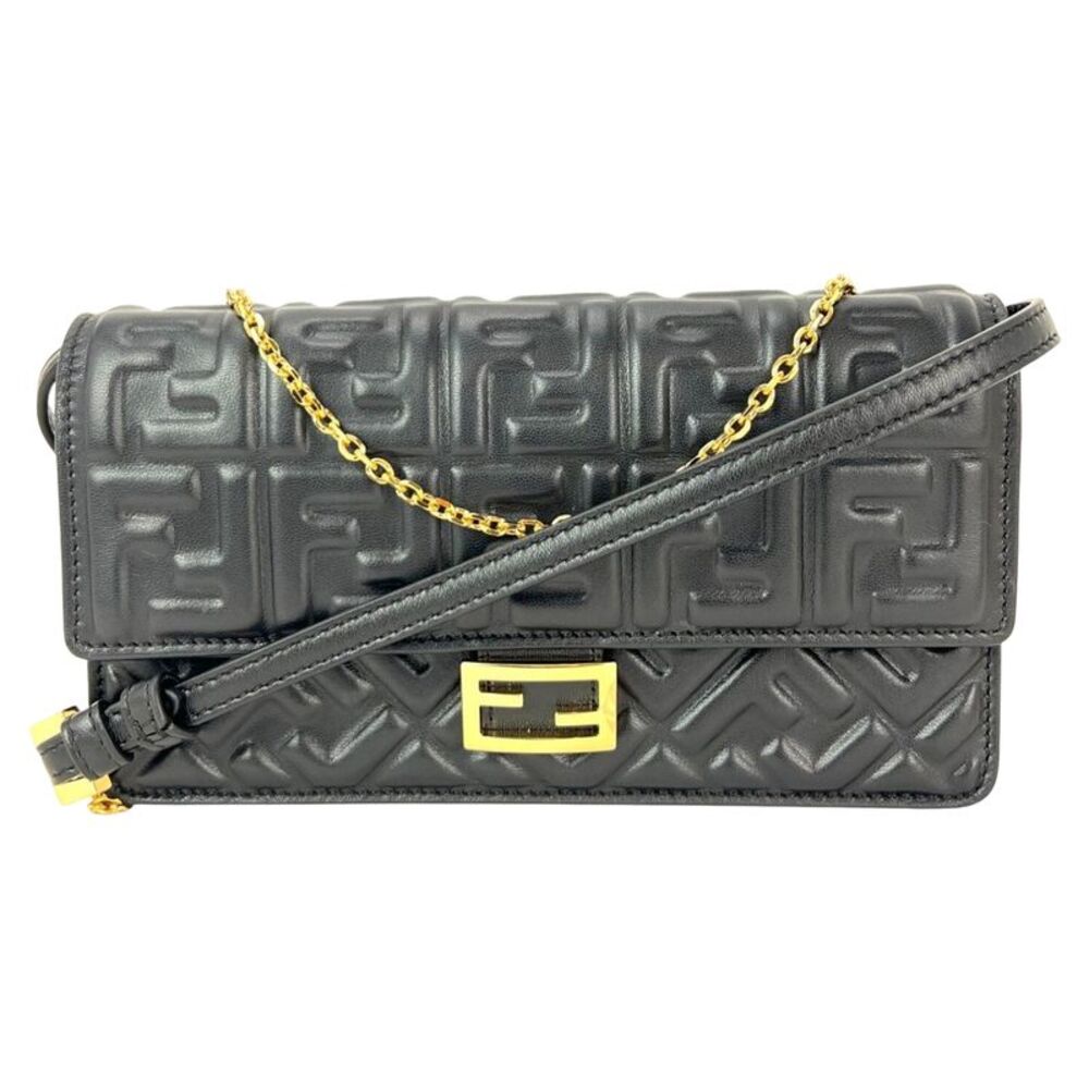 Fendi Tube Wallet on a Chain Black Nappa Leather Crossbody Bag
